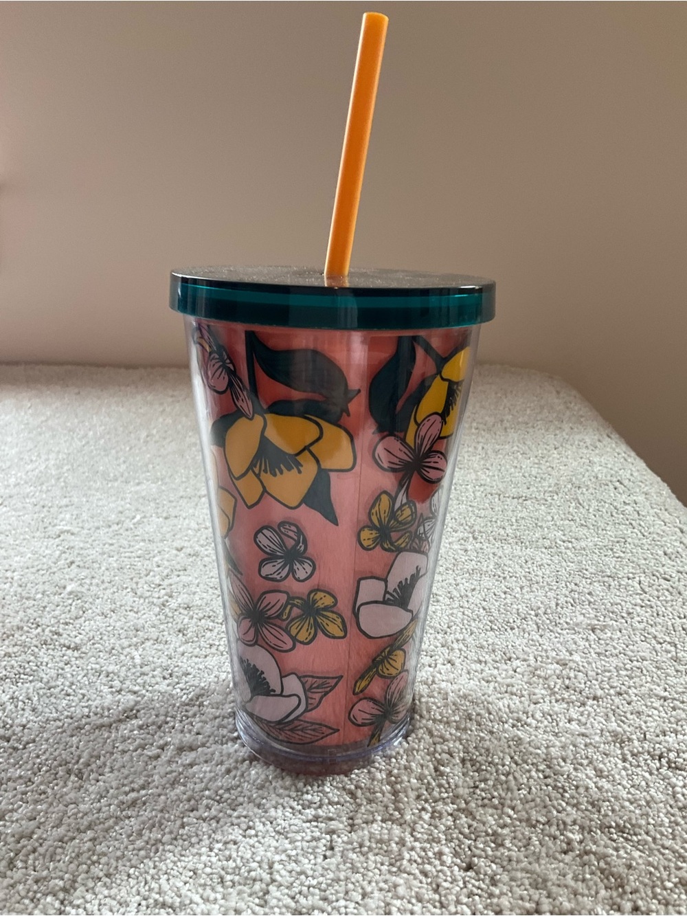 Rare STARBUCKS 16oz POPPY FLOWERS Acrylic Cold Drink Cup Tumbler - New